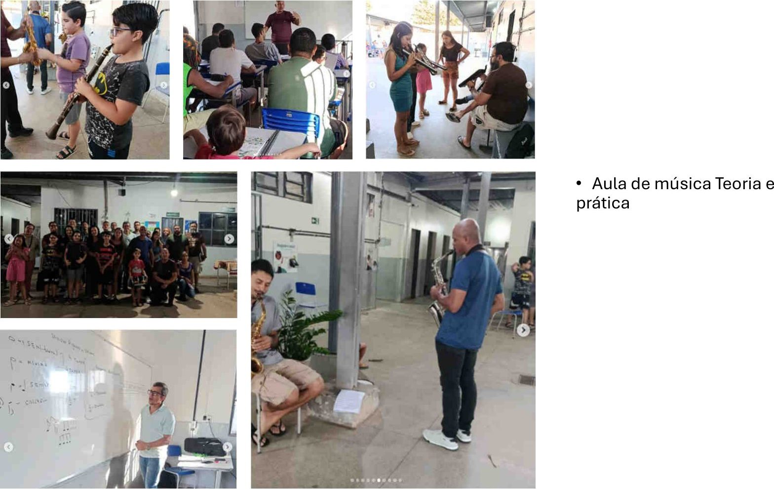 Aula de música: teoria e prática com os alunos do projeto